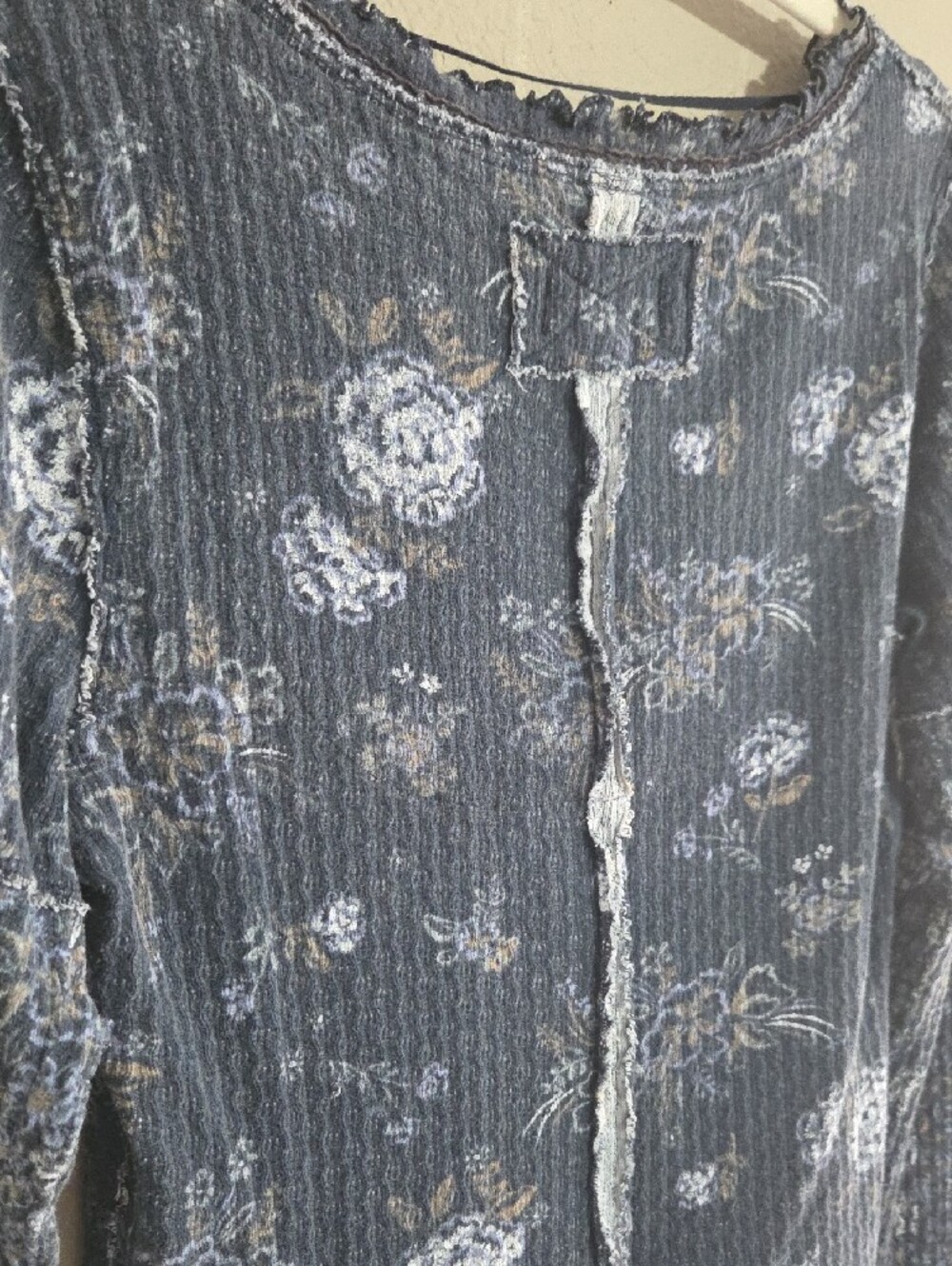 We The Free Vintage Blue Floral Ribbed Long-Sleeve Tee - Picture 6 of 8
